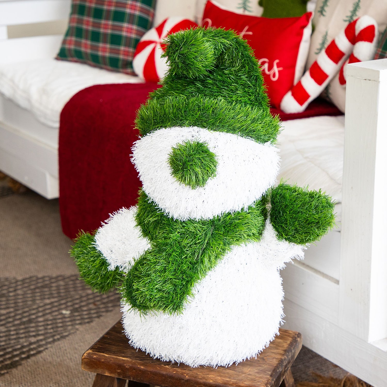 Nearly Natural 22"  Grass Garden Snowman Christmas Topiary