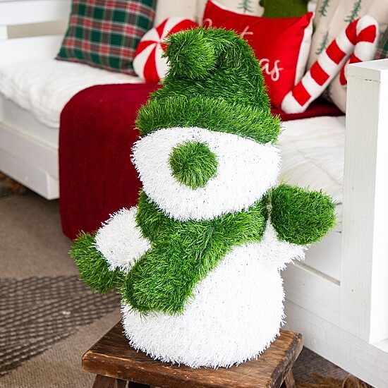 Nearly Natural 22"  Grass Garden Snowman Christmas Topiary