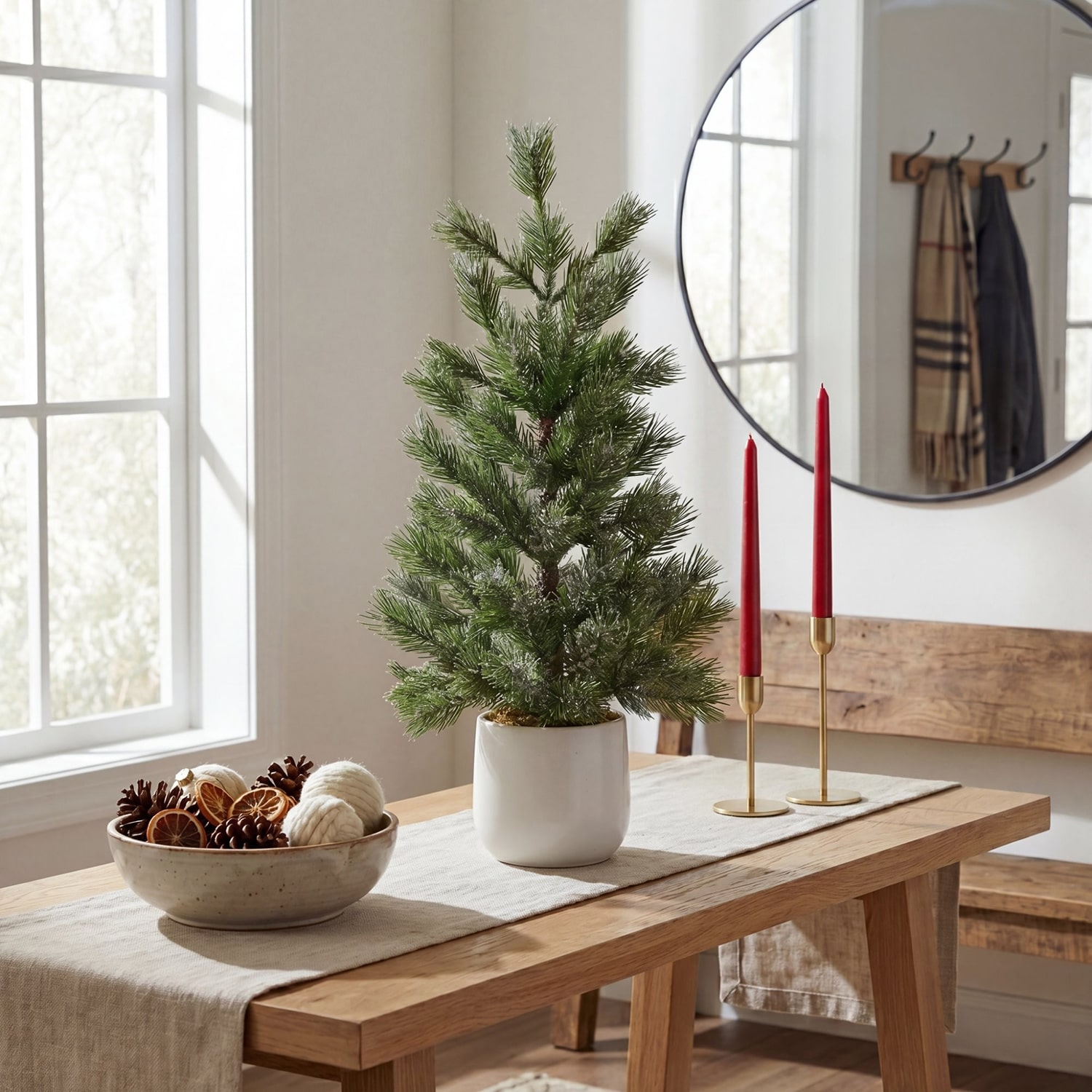 Nearly Natural 22" Frosted Pine 1 1/2 Feet Pine Christmas Tree