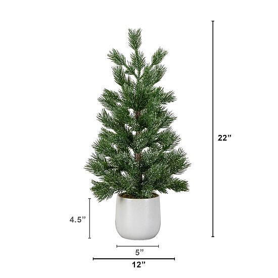 Nearly Natural 22" Frosted Pine 1 1/2 Feet Pine Christmas Tree