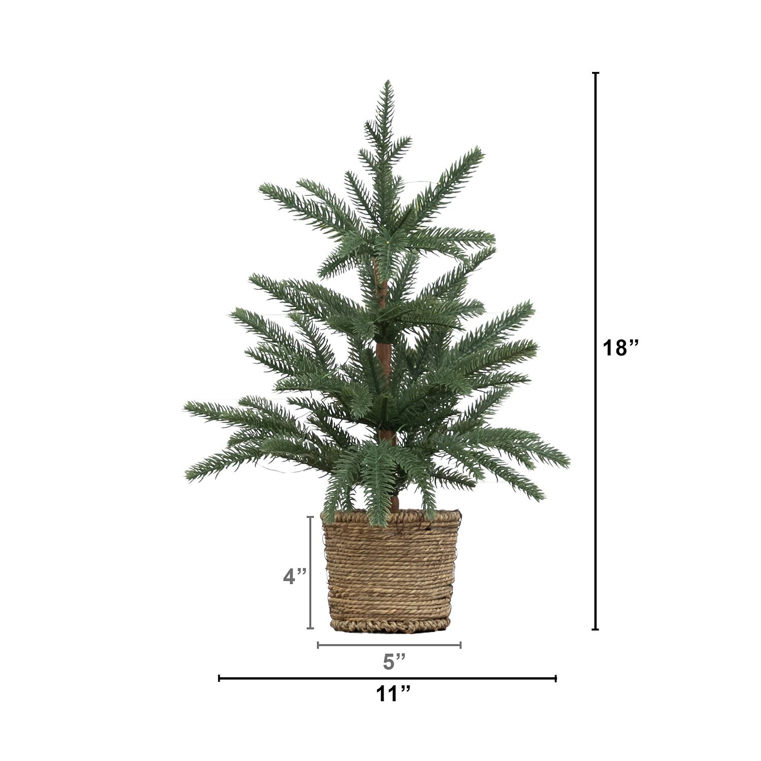 Nearly Natural 18" Pine 1 1/2 Feet Pre-Lit Pine Christmas Tree