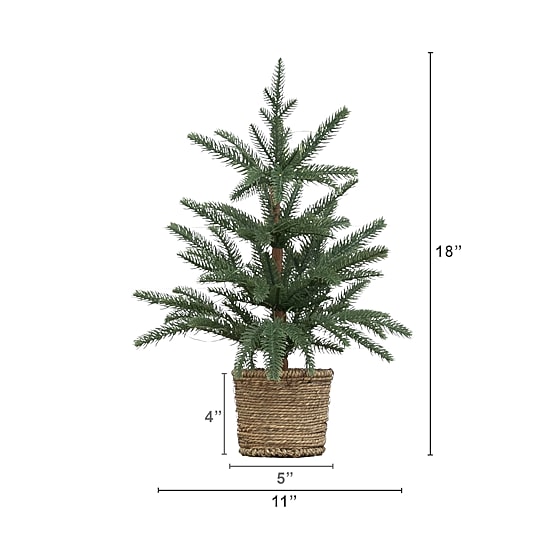 Nearly Natural 18" Pine 1 1/2 Feet Pre-Lit Pine Christmas Tree