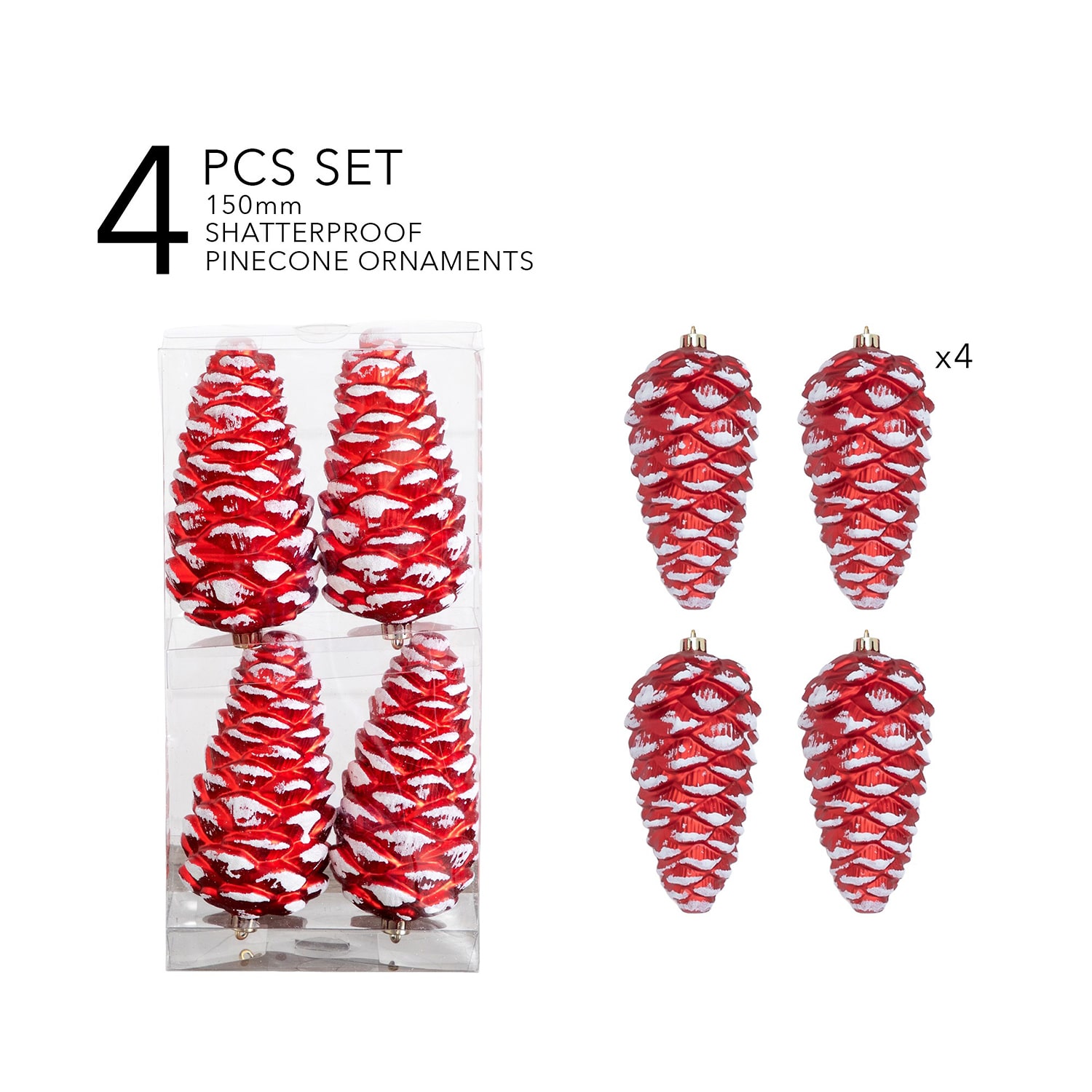 Nearly Natural Pinecone Shatterproof 4-pc. Christmas Ornament