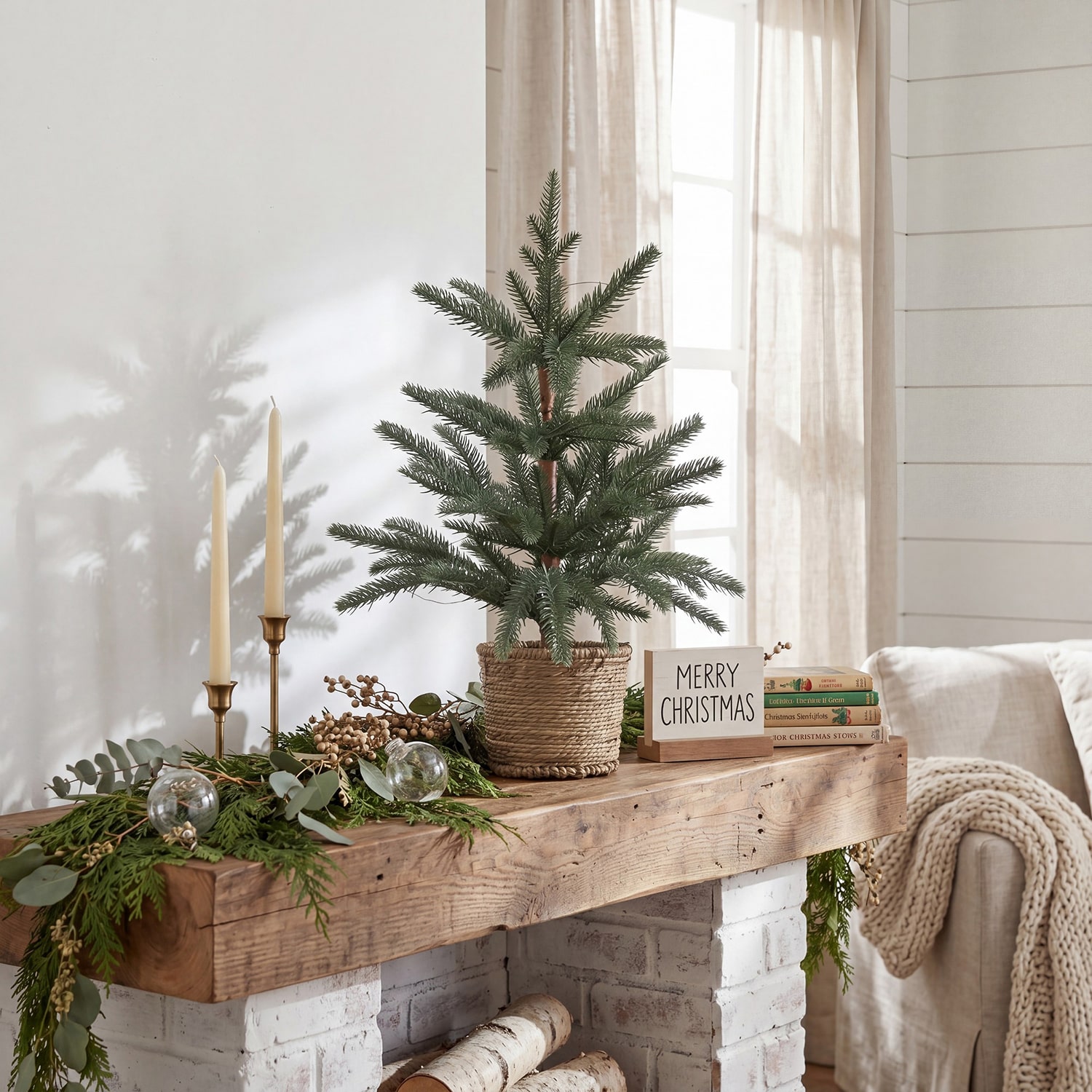 Nearly Natural 18" Pine 1 1/2 Feet Pre-Lit Pine Christmas Tree