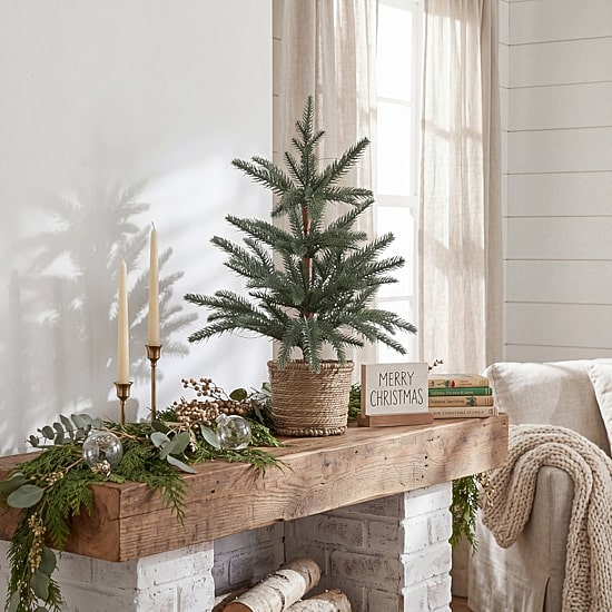 Nearly Natural 18" Pine 1 1/2 Feet Pre-Lit Pine Christmas Tree
