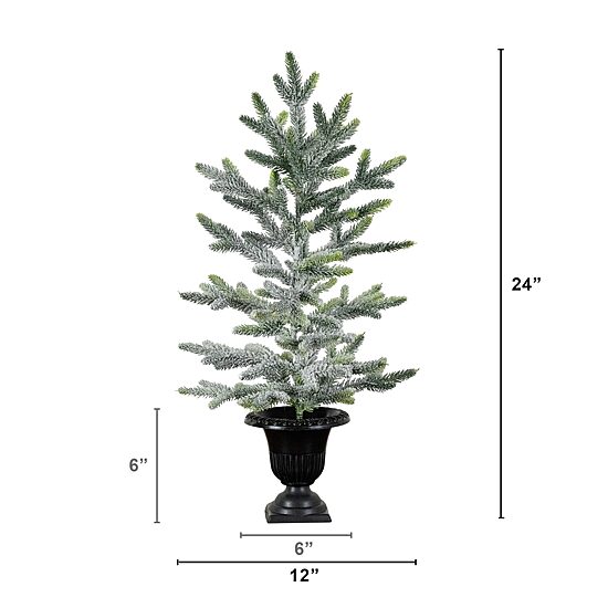 Nearly Natural 2ft Frosted Pine 2 Foot Pine Christmas Tree