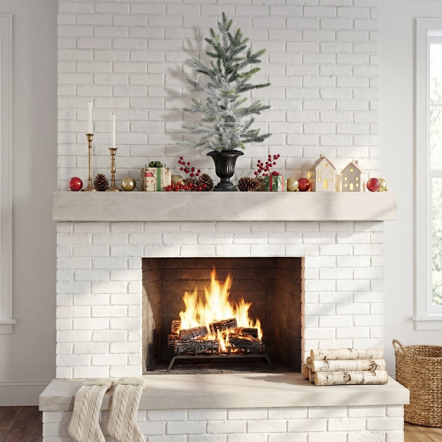 Nearly Natural 2ft Frosted Pine 2 Foot Pine Christmas Tree