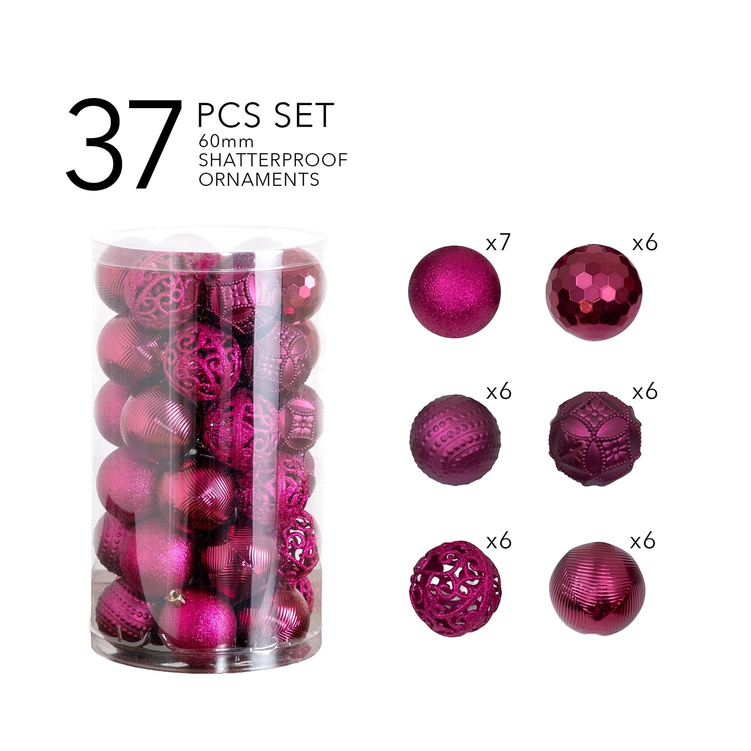Nearly Natural Fuchsia Shatterproof Christmas Ornament