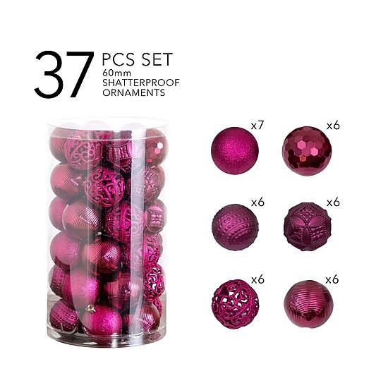 Nearly Natural Fuchsia Shatterproof Christmas Ornament