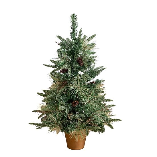 Nearly Natural 3ft Pre-Lit Snowed Mixed Pine 3 Foot Pre-Lit Pine Christmas Tree