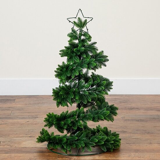 Nearly Natural 34" Pine Spiral Pop Up 2 1/2 Foot Pre-Lit Pine Christmas Tree