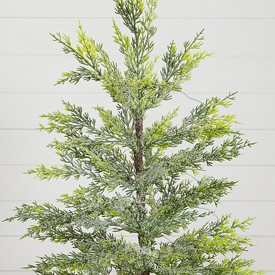 Nearly Natural 2ft Pre-Lit Snowed Cypress 2 Foot Pre-Lit Pine Christmas Tree