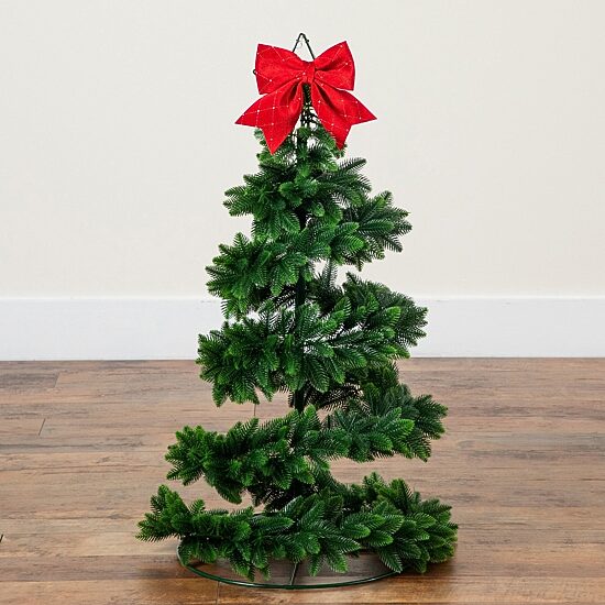 Nearly Natural 34" Pine Spiral Pop Up 2 1/2 Foot Pre-Lit Pine Christmas Tree