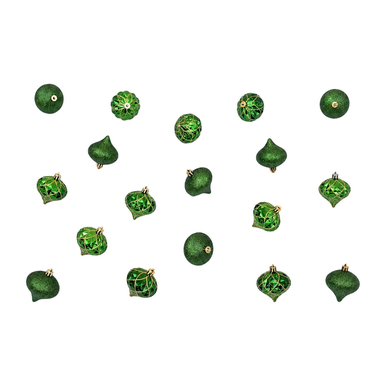 Nearly Natural Green And Gold Teardrop Shatterproof 18-pc. Christmas Ornament
