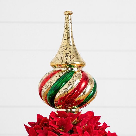 Nearly Natural 3ft Pre-Lit Poinsettia Lighted Christmas Topiary