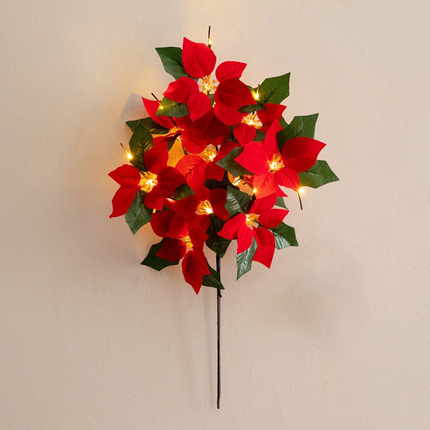 Nearly Natural 28" Pre-Lit Poinsettia Artificial Flowers