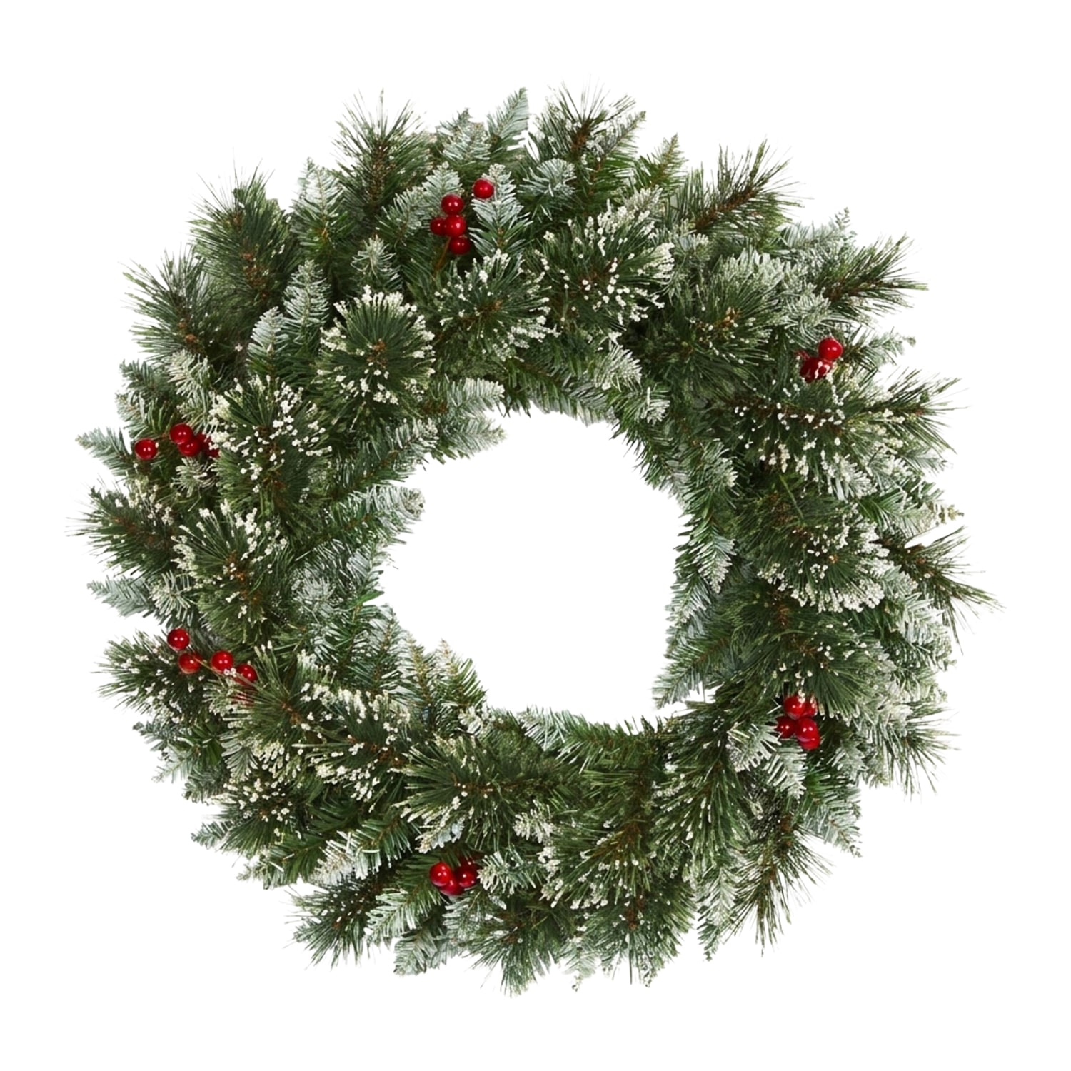 Nearly Natural 24" Frosted Swiss Pine Wreath