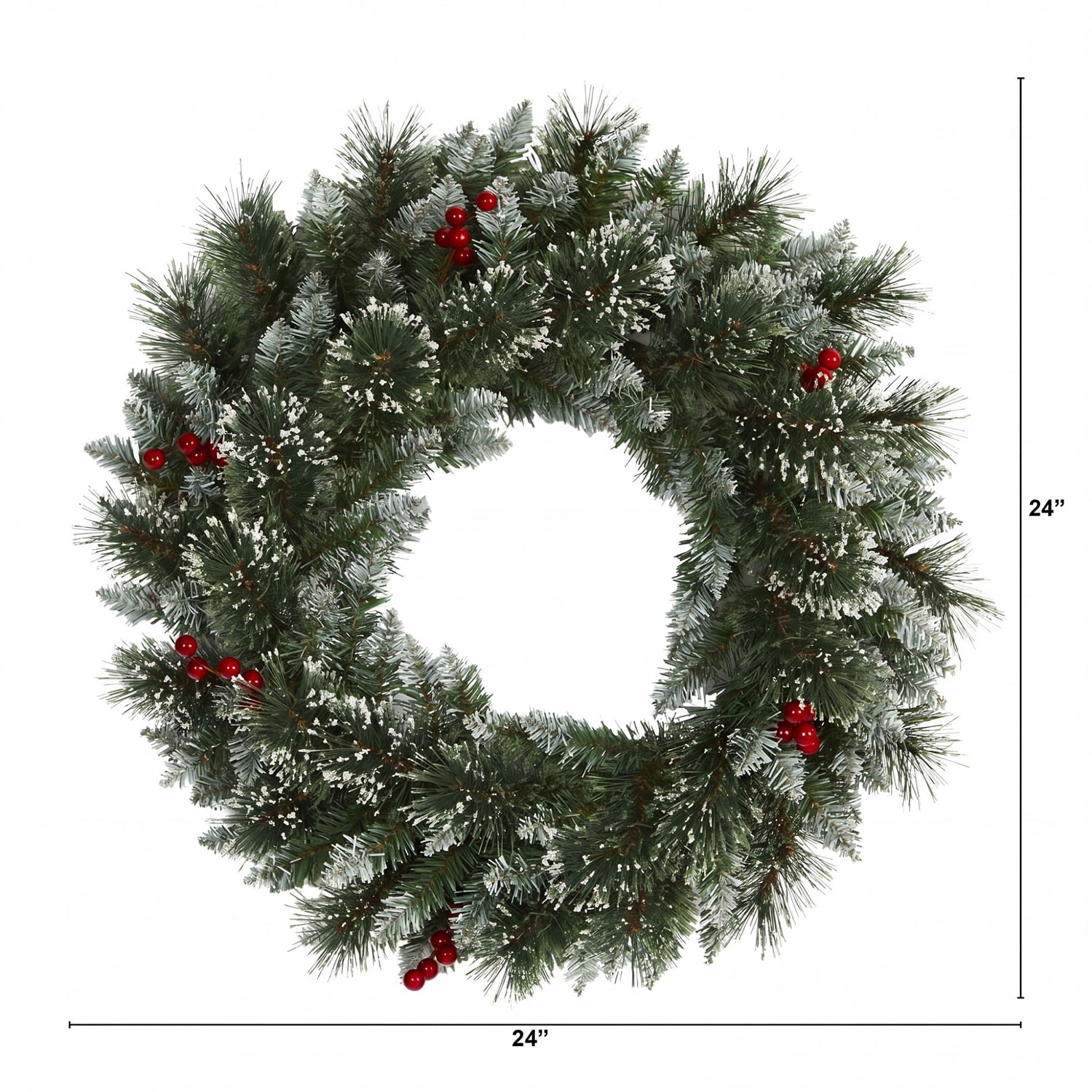 Nearly Natural 24" Frosted Swiss Pine Wreath