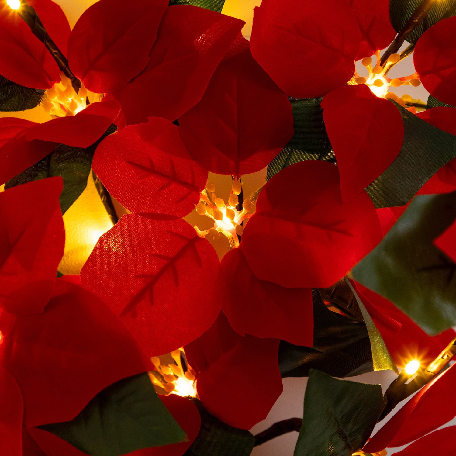 Nearly Natural 28" Pre-Lit Poinsettia Artificial Flowers