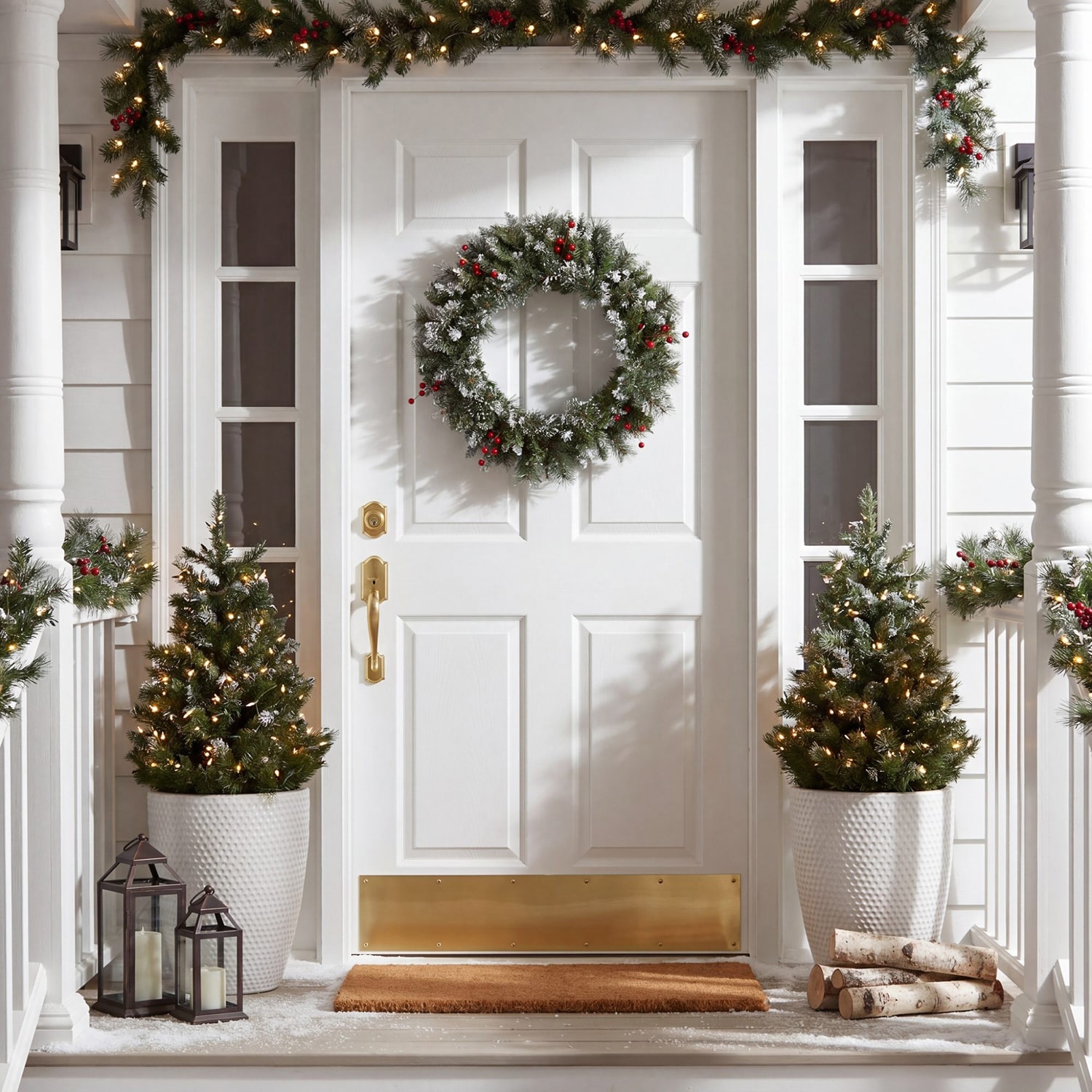Nearly Natural 24" Frosted Swiss Pine Wreath