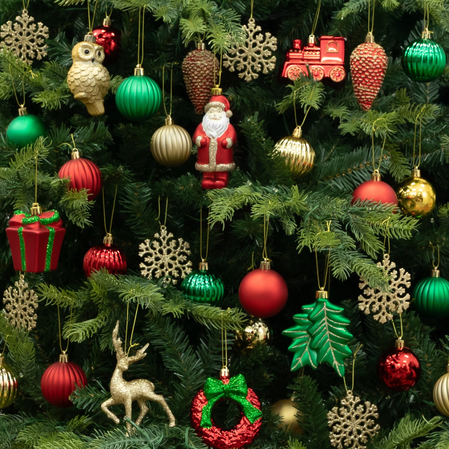 Nearly Natural Red, Green And Gold Assorted Shatterproof 39-pc. Christmas Ornament