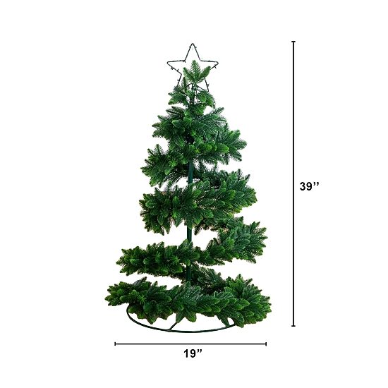 Nearly Natural 34" Pine Spiral Pop Up 2 1/2 Foot Pre-Lit Pine Christmas Tree