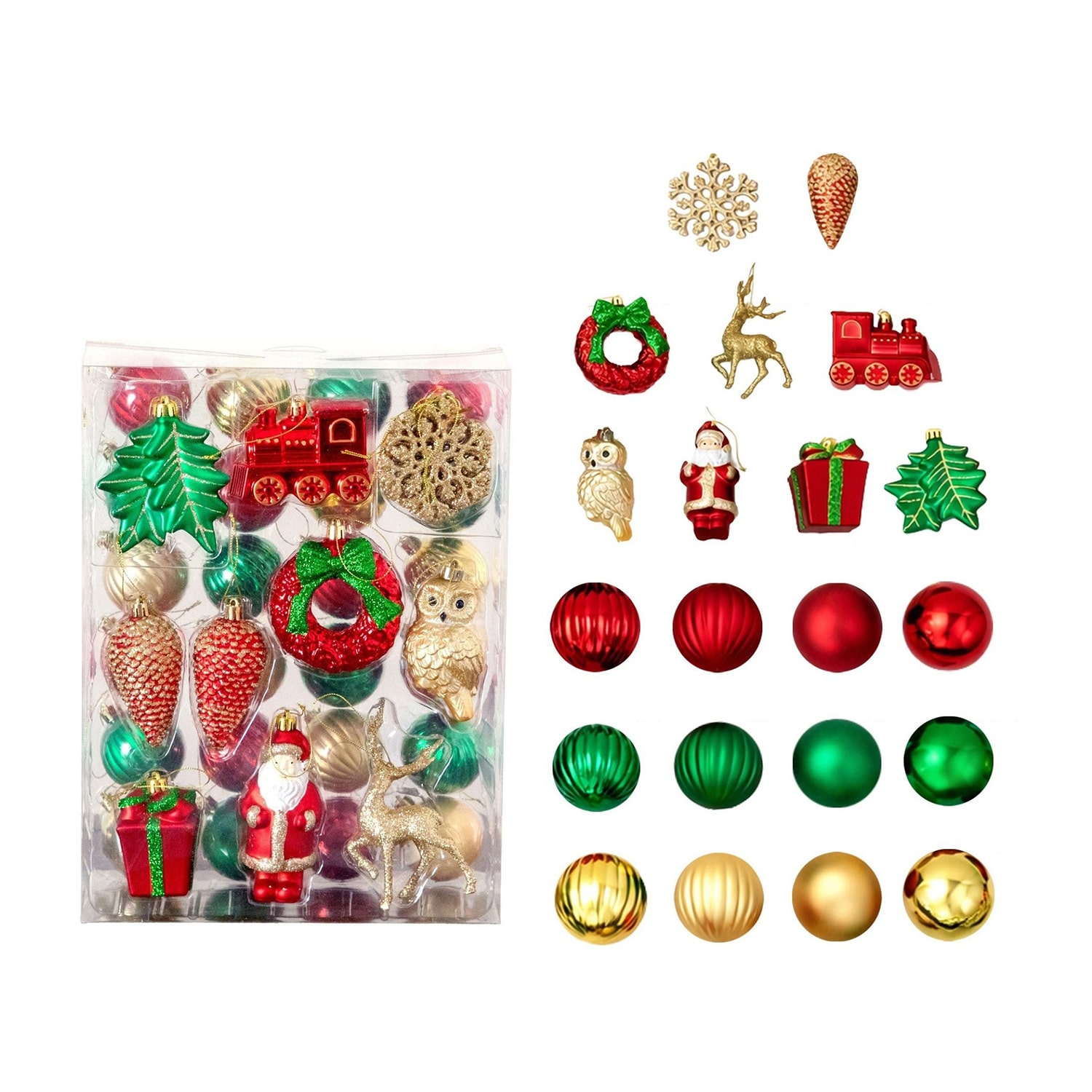 Nearly Natural Red, Green And Gold Assorted Shatterproof 39-pc. Christmas Ornament