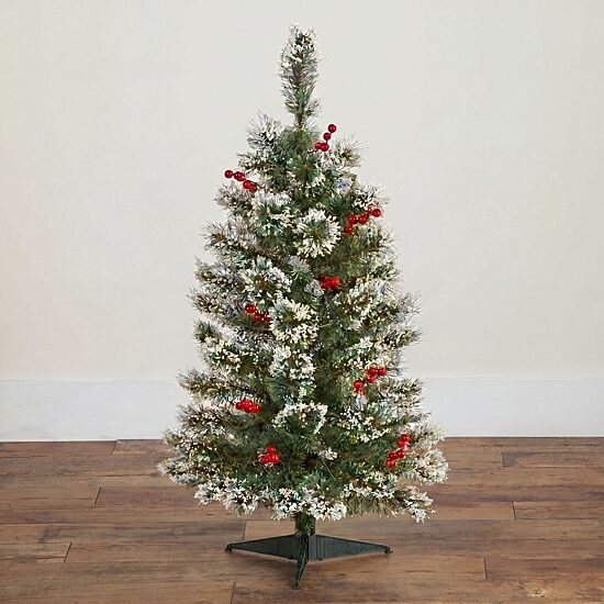 Nearly Natural 3ft Frosted Swiss Pine 3 Foot Pine Christmas Tree