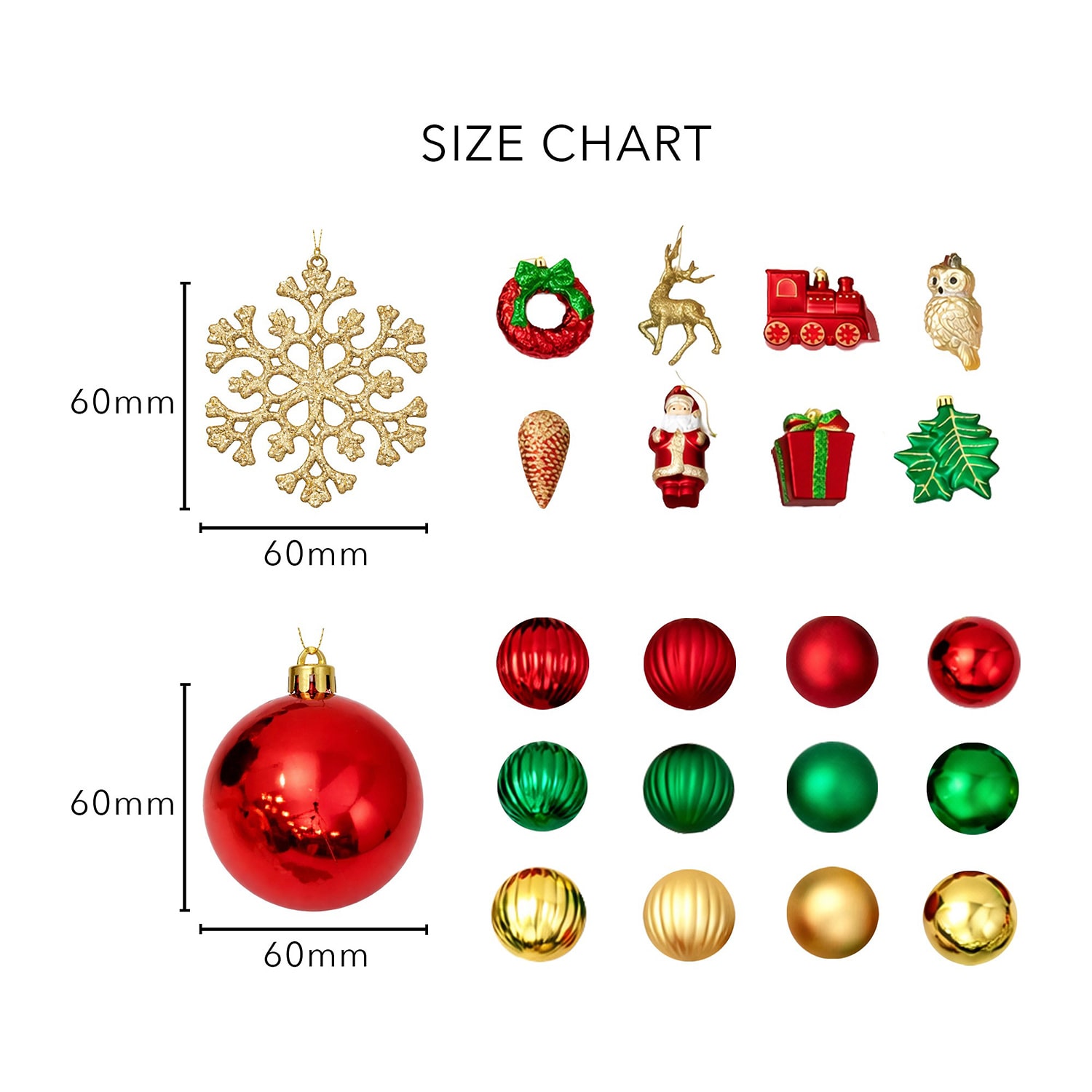 Nearly Natural Red, Green And Gold Assorted Shatterproof 39-pc. Christmas Ornament