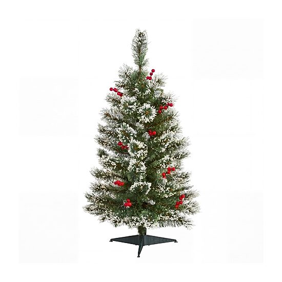 Nearly Natural 3ft Frosted Swiss Pine 3 Foot Pine Christmas Tree