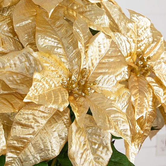 Nearly Natural 30" Grand Gold Velvet Poinsettia Floral Arrangement