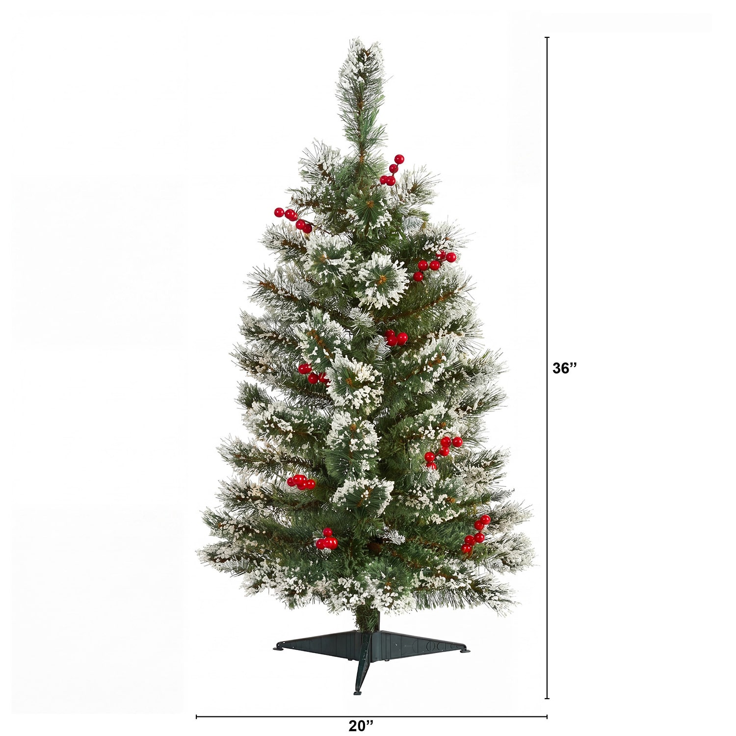 Nearly Natural 3ft Frosted Swiss Pine 3 Foot Pine Christmas Tree