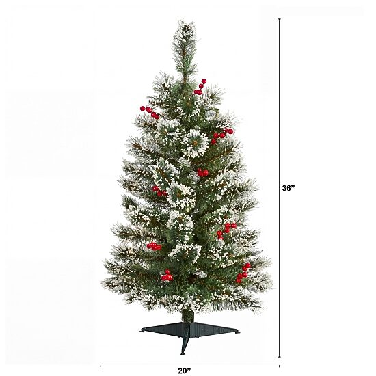 Nearly Natural 3ft Frosted Swiss Pine 3 Foot Pine Christmas Tree