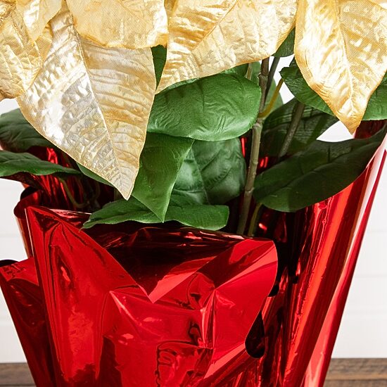 Nearly Natural 30" Grand Gold Velvet Poinsettia Floral Arrangement