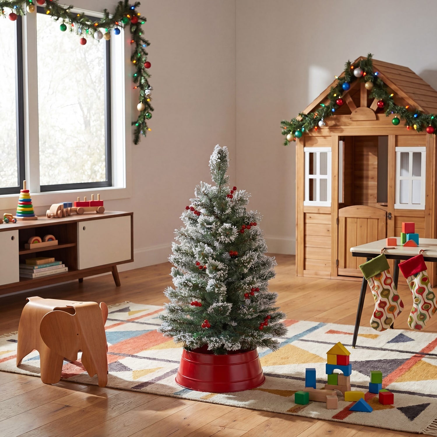 Nearly Natural 3ft Frosted Swiss Pine 3 Foot Pine Christmas Tree