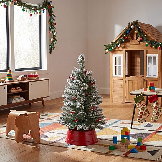 Nearly Natural 3ft Frosted Swiss Pine 3 Foot Pine Christmas Tree