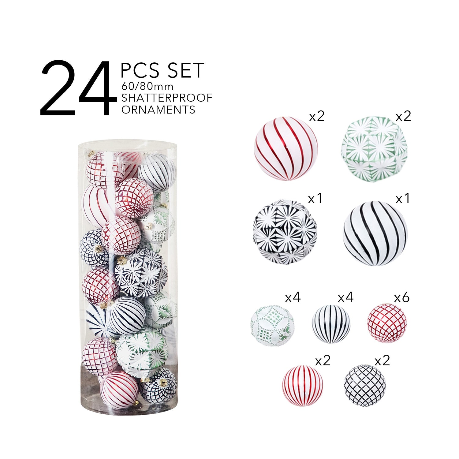 Nearly Natural Pink And Silver Shatterproof 24-pc. Christmas Ornament