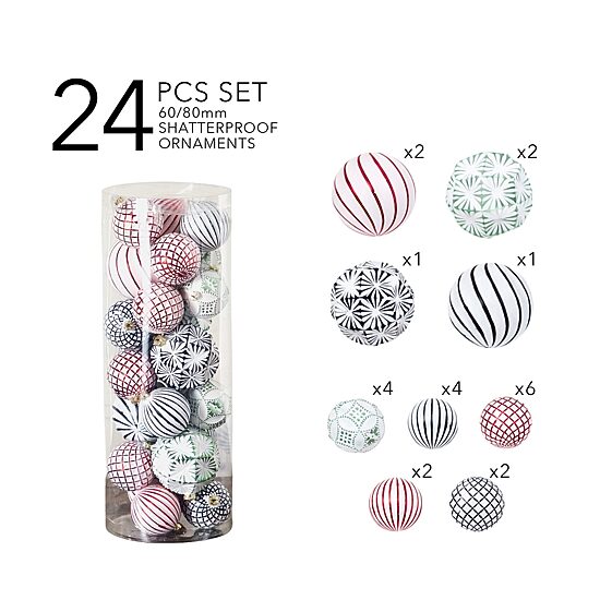 Nearly Natural Pink And Silver Shatterproof 24-pc. Christmas Ornament