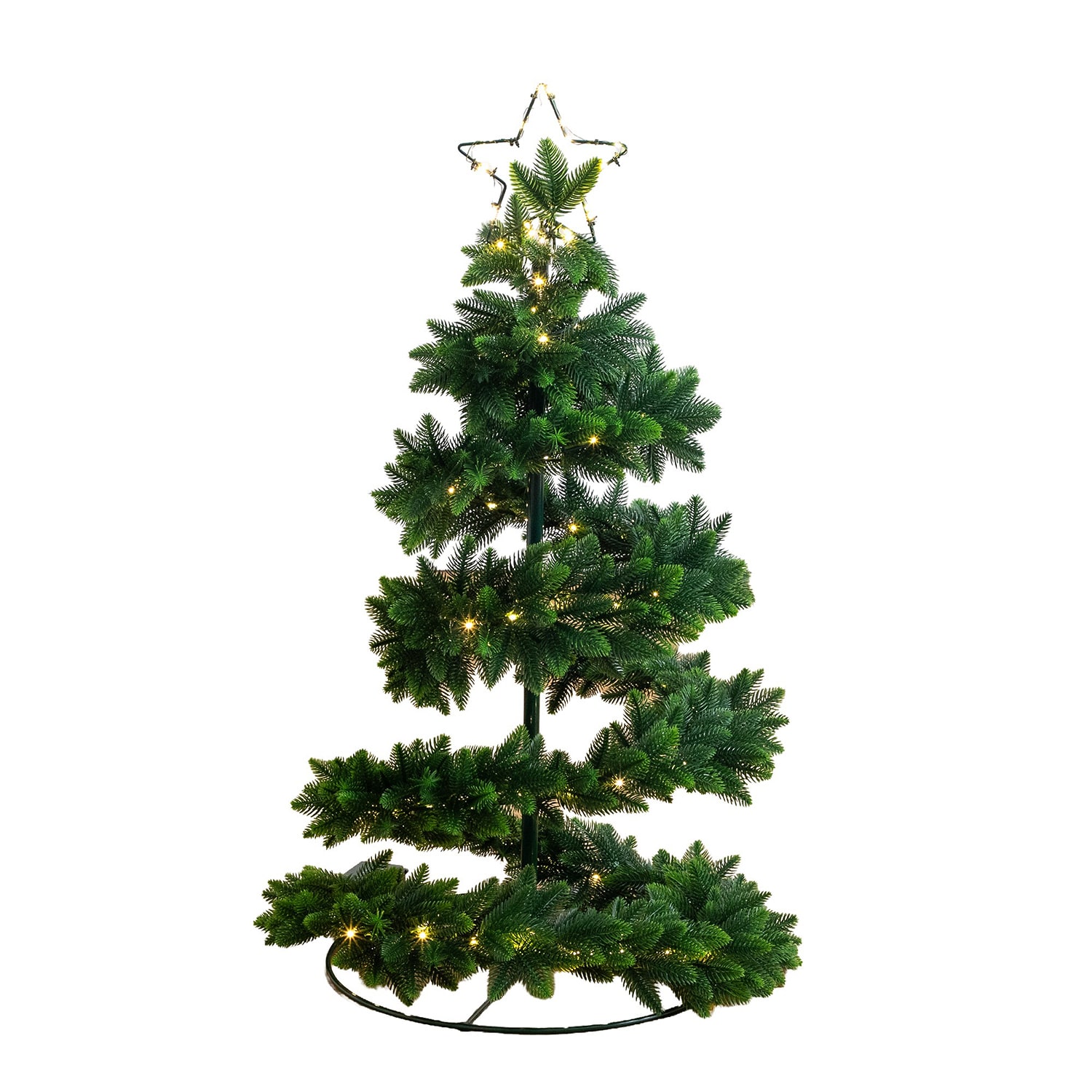 Nearly Natural 34" Pine Spiral Pop Up 2 1/2 Foot Pre-Lit Pine Christmas Tree