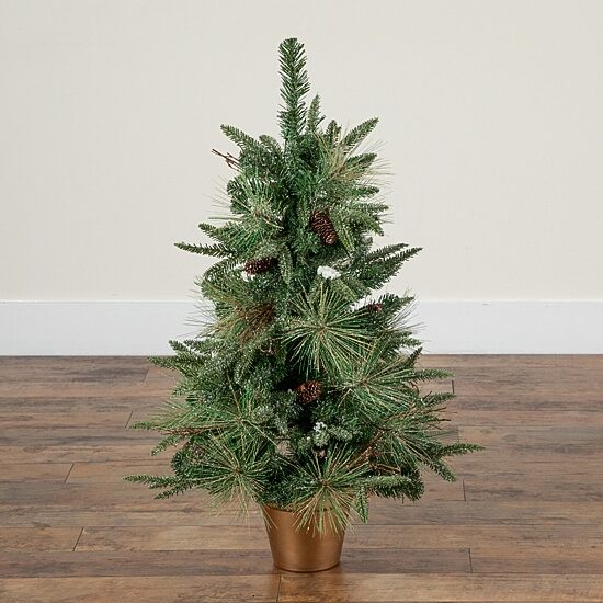 Nearly Natural 3ft Pre-Lit Snowed Mixed Pine 3 Foot Pre-Lit Pine Christmas Tree