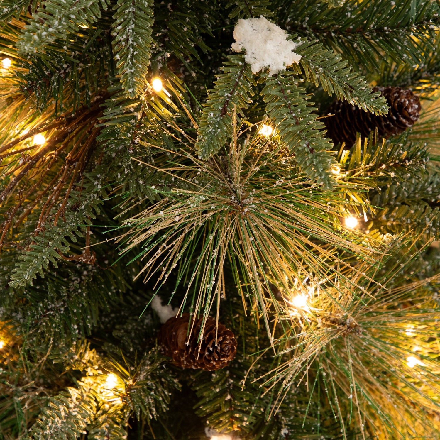 Nearly Natural 3ft Pre-Lit Snowed Mixed Pine 3 Foot Pre-Lit Pine Christmas Tree