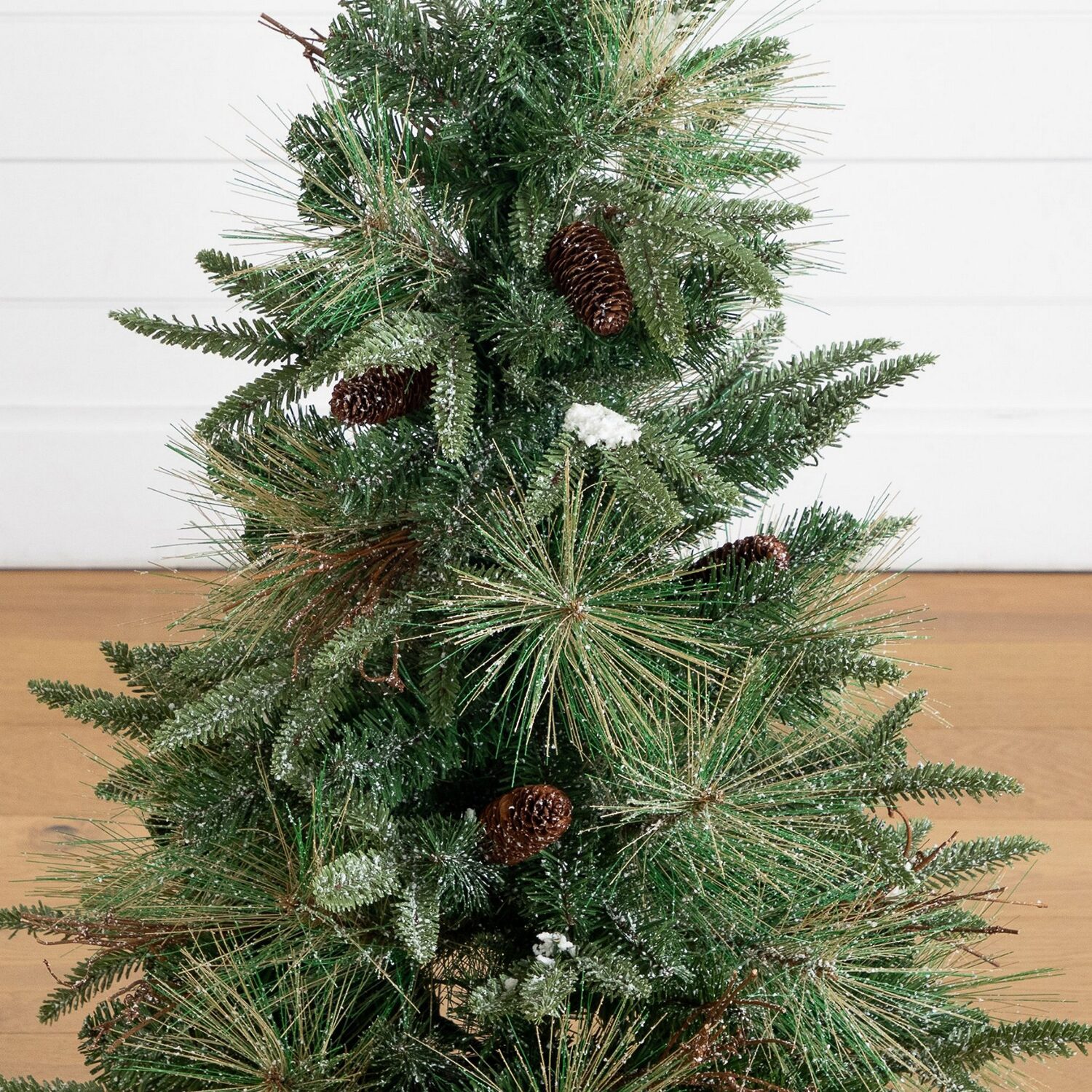 Nearly Natural 3ft Pre-Lit Snowed Mixed Pine 3 Foot Pre-Lit Pine Christmas Tree