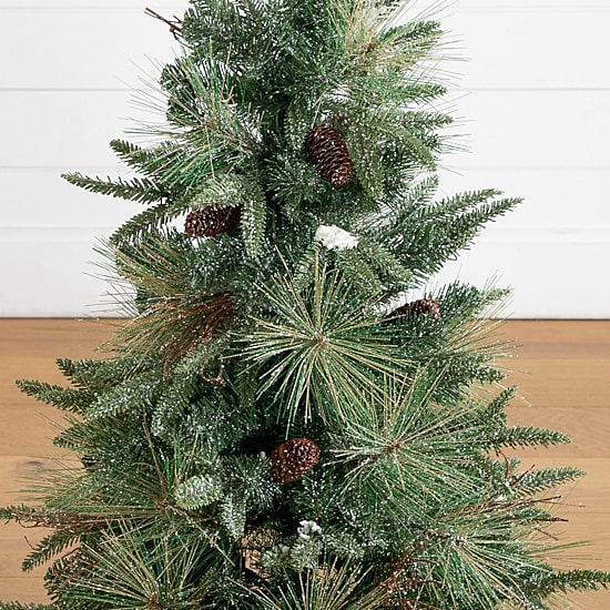 Nearly Natural 3ft Pre-Lit Snowed Mixed Pine 3 Foot Pre-Lit Pine Christmas Tree