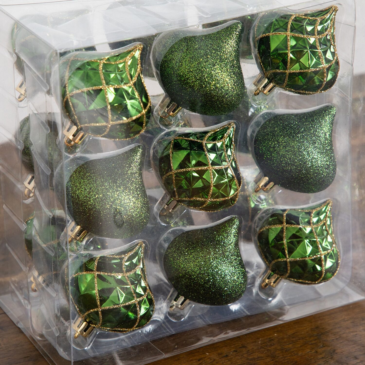 Nearly Natural Green And Gold Teardrop Shatterproof 18-pc. Christmas Ornament