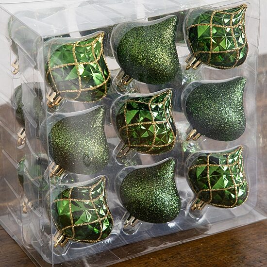 Nearly Natural Green And Gold Teardrop Shatterproof 18-pc. Christmas Ornament