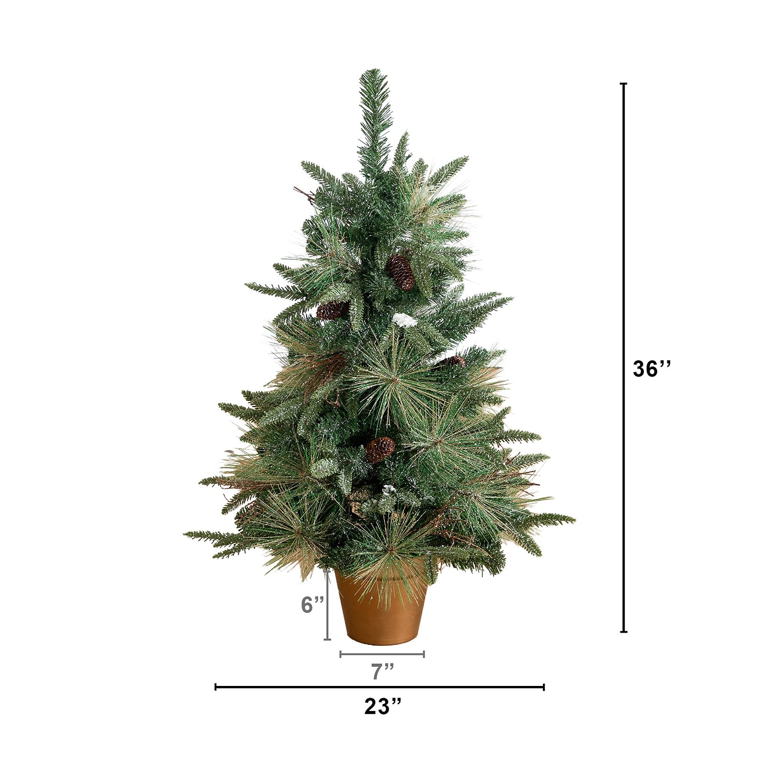Nearly Natural 3ft Pre-Lit Snowed Mixed Pine 3 Foot Pre-Lit Pine Christmas Tree
