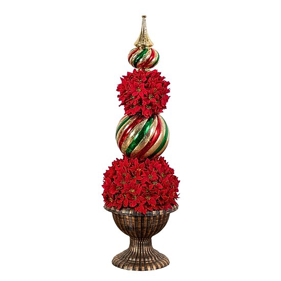 Nearly Natural 3ft Pre-Lit Poinsettia Lighted Christmas Topiary