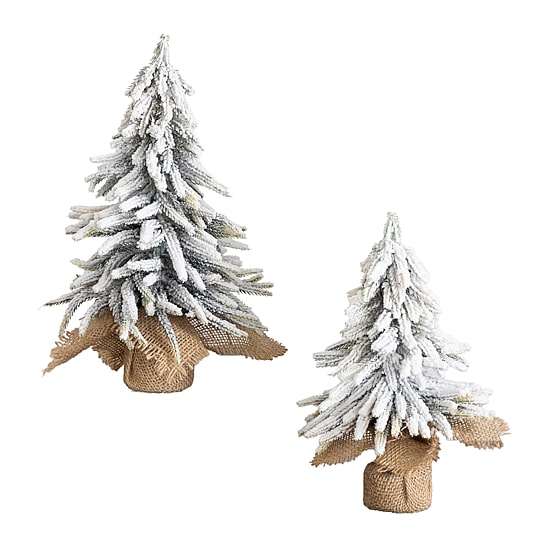 Nearly Natural 10" And 13" Mini Flocked 1 Foot Pine Christmas Tree