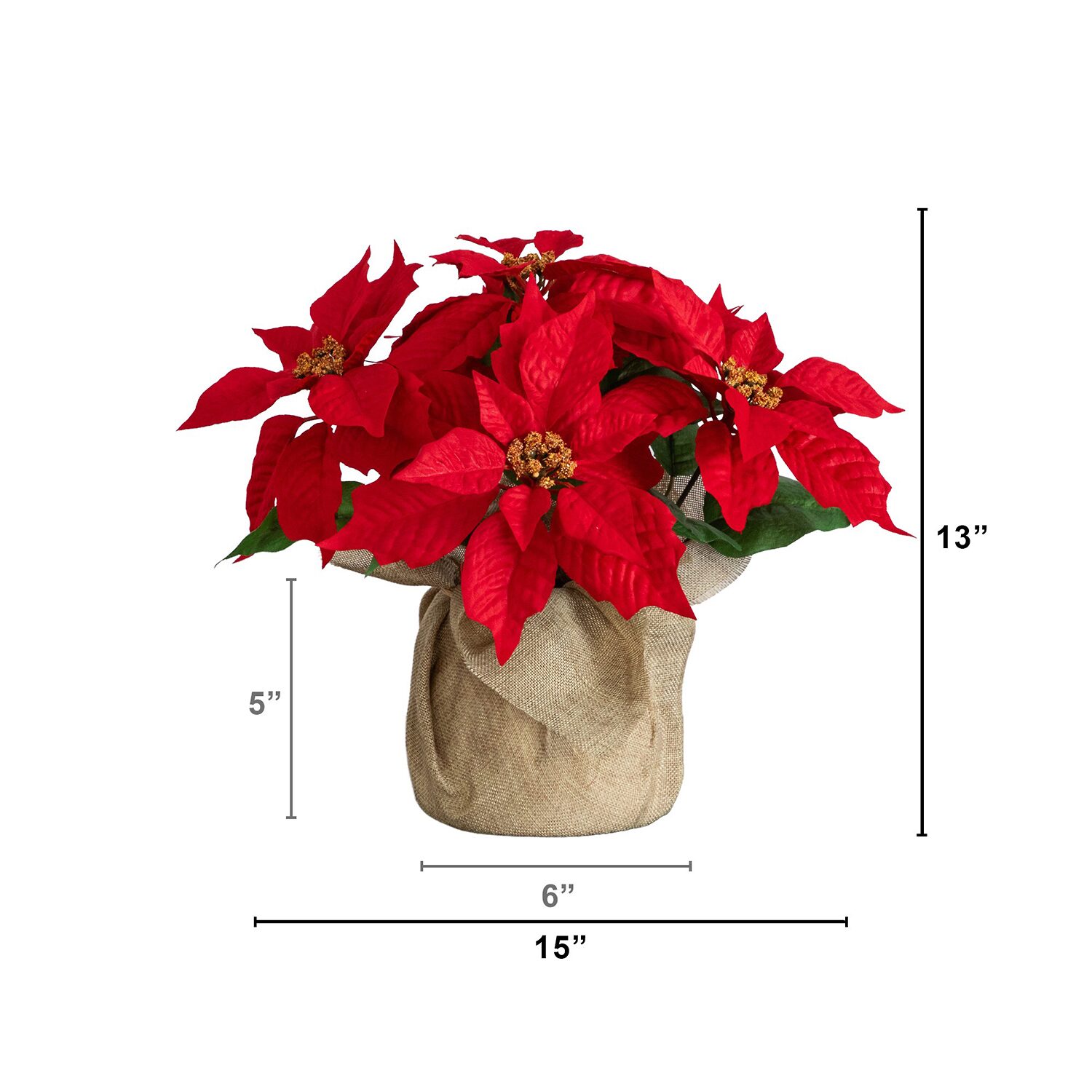 Nearly Natural 13" Poinsettia 2-pc. Floral Arrangement