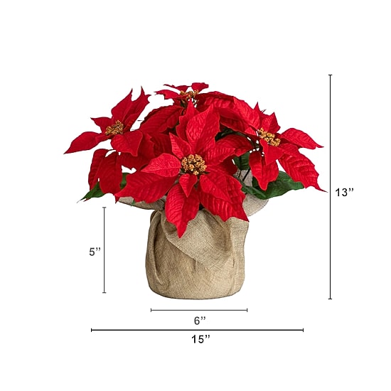 Nearly Natural 13" Poinsettia 2-pc. Floral Arrangement